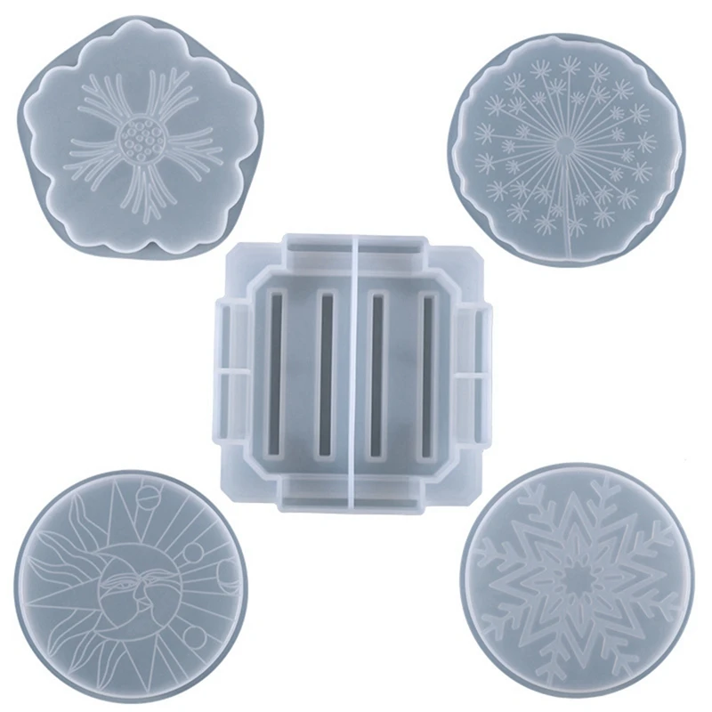 

Набор форм для подставки из смолы, форма для подставки с подставкой-поднос, силиконовая форма для подставки с асимметричным узором