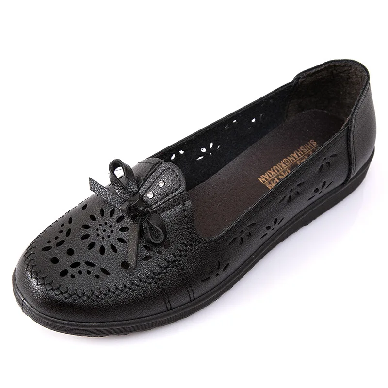 Black Ballet Flats Shoes Breathable Women Leisure Soft Soles Comfortable Moccasins Woman  Outdoor Mom Light Non-slip Flats Shoes