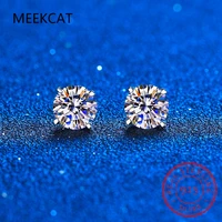 ef vvs1 round cut total 4 0ct diamond test passed moissanite 18k gold plated 925 silver earring jewelry women girl gift