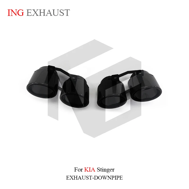 Черные насадки на заднюю выхлопную систему ING из углеродного волокна для KIA Stinger