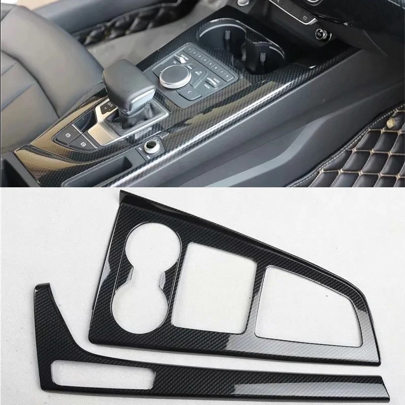 

For Audi A5 2017-2019 Left Hand Drive 2PCS Carbon Fiber ABS Car Gear Shift Knob Sticker Panel Cover Trim Car Styling Accessories