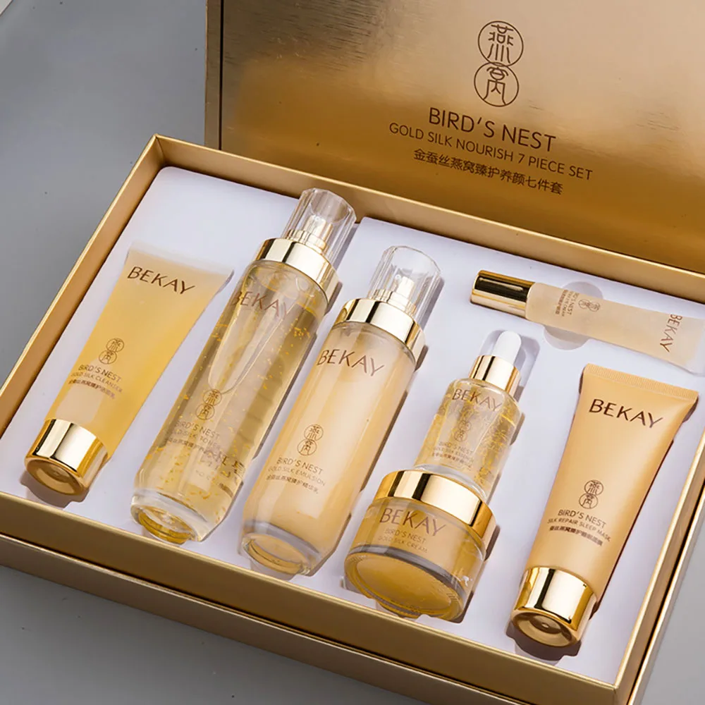 

Набор средств для ухода за кожей лица Golden Silk Bird's Nest, увлажняющая отбеливающая маска для лица, сыворотка для лица против морщин