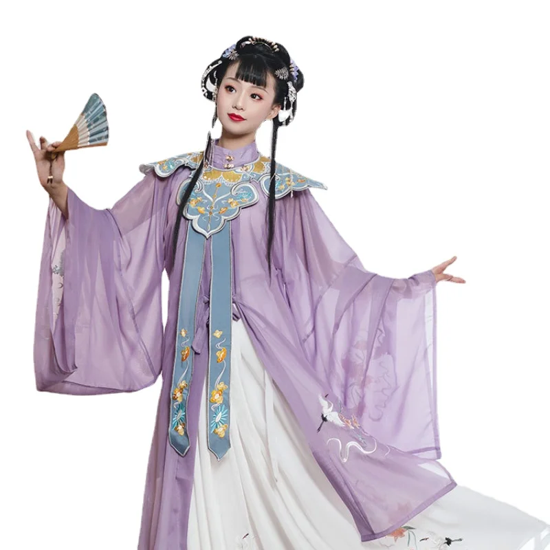 

Hanfu Female Ming Dynasty Stand Collar Embroidery Placket Cloud Shoulder Daily Suit Gorgeous Fairy Skirt Party Costume Princess