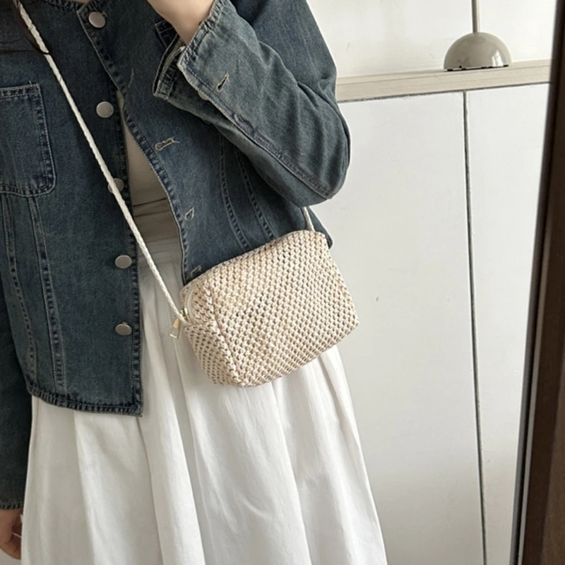 Летняя тканая большая сумка через плечо женская соломенная отпуск сумки