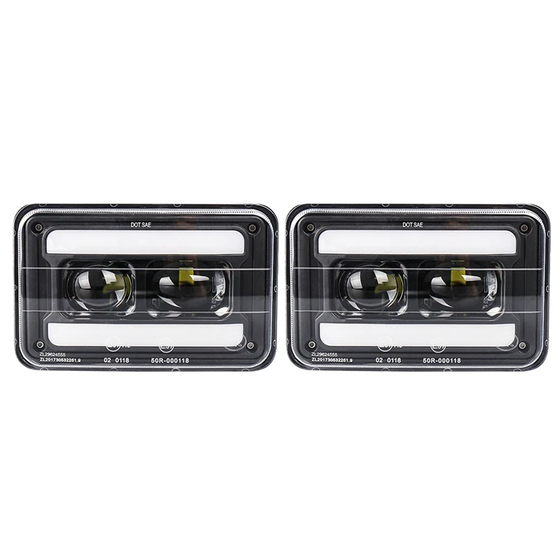 Прямоугольная 4X6 дюймовая светодиодная фара для мотоцикла дальнего и ближнего