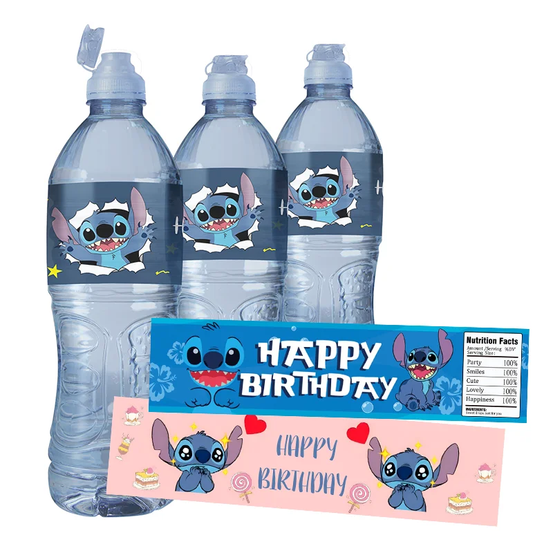 24pcs Disney Cartoon Lilo & Stitch Waterproof Water Bottle L