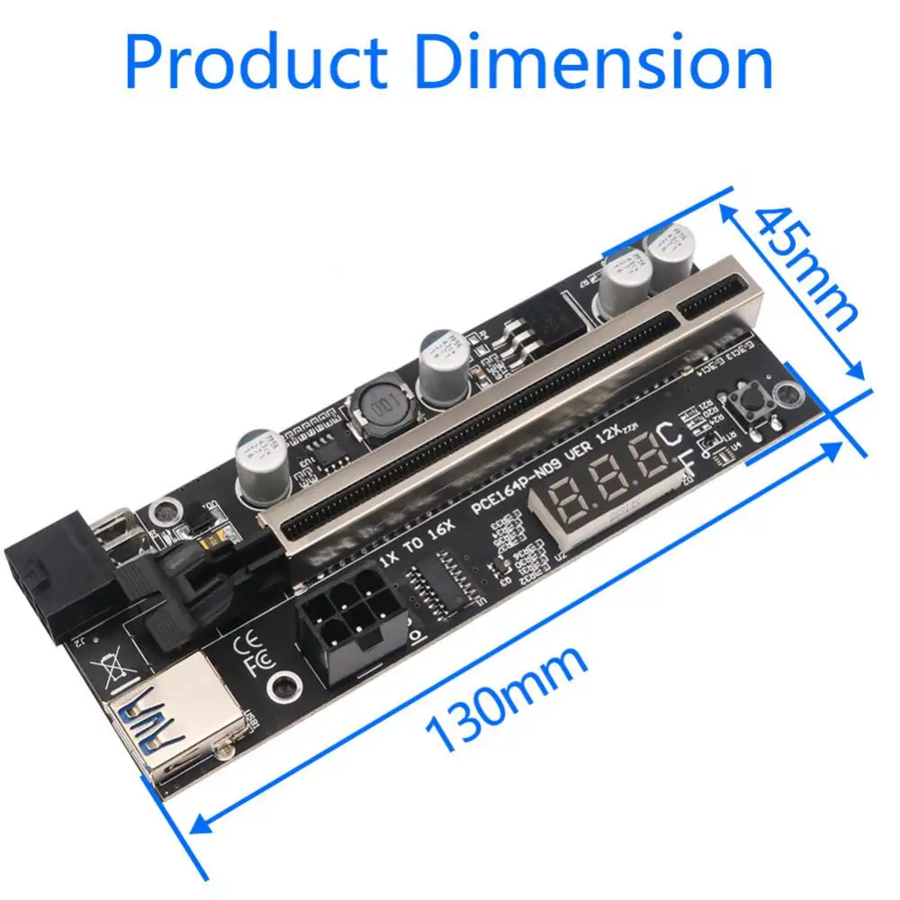 

Board Extension Cable Safe And More Stable Stability Mining Riser Riser Adapter Adds The Temperature Sensor Dedicated For Mining