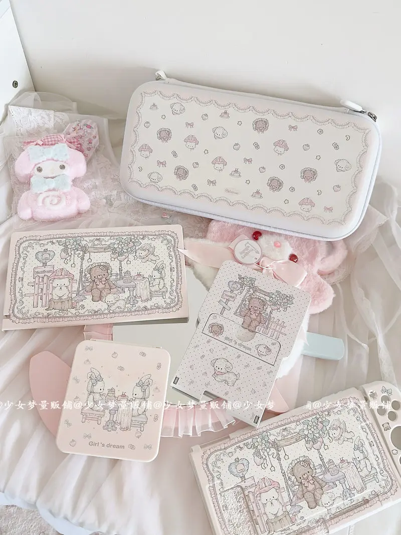 Фото Защитный чехол Girls Dream Switch для Switch Oled Ns, жесткий и мягкий, с милым принтом «Чаепитие с медведями», для игровой консоли №3