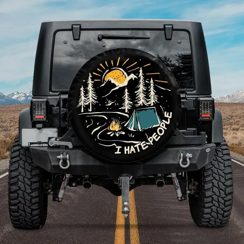 

Чехол для запасной шины I hate People, чехол для запасного колеса для кемпинга, чехол для шин для кемпинга Jeep, чехол для шины Jeep girl, чехол для запасн...