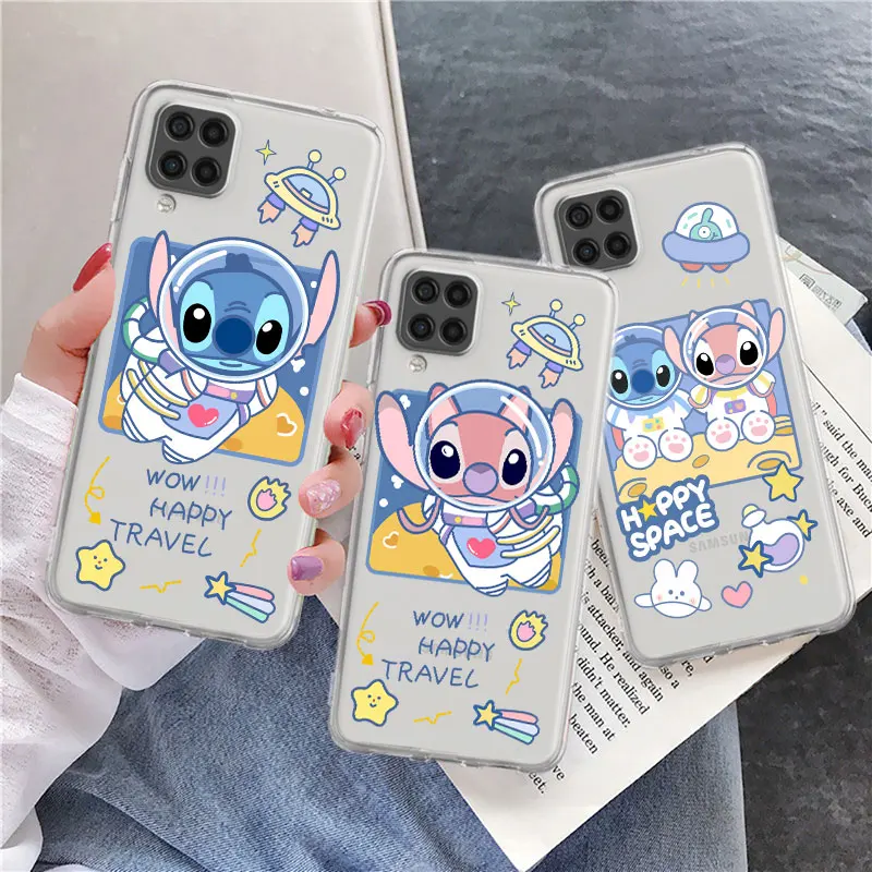 

Clear Case For Samsung Galaxy A52 A12 A51 A32 A21s A71 A32 A22 50 A70 A31 A72 5G Phone Cover Disney Cute Cartoon Stitch