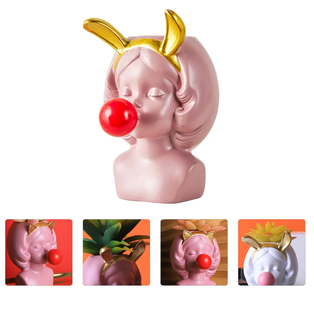 

Flower Pot Planter Vase Statue Head Face Girl Human Succulent Resin Pots Sculpture Bonsai Vases Artificial Novelty Home Mini