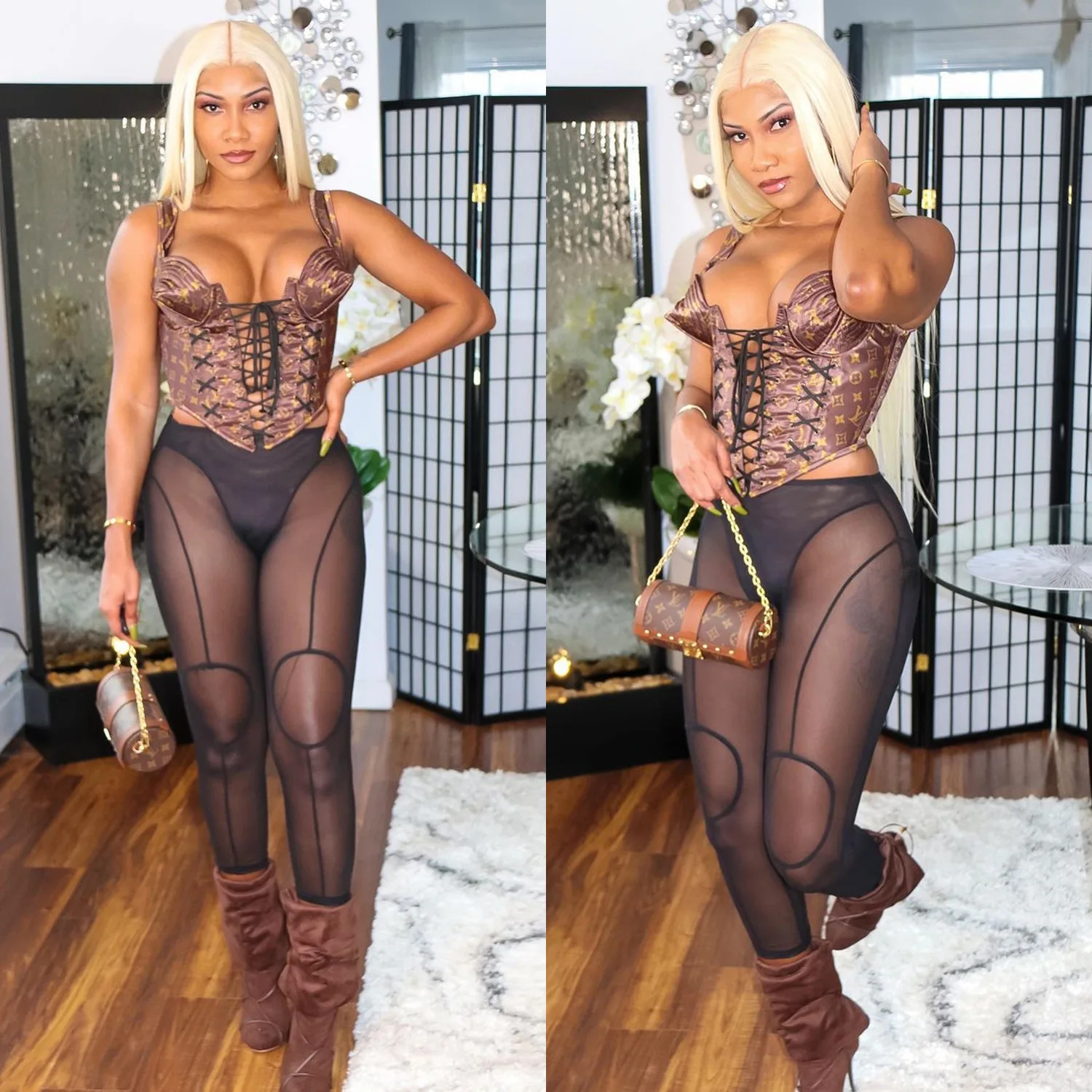 Women Mesh Stitching Leggings Trousers Pure Color Mesh High Waist Slim See Through Pants Leggings Skinny Sexy Streetwear Casua