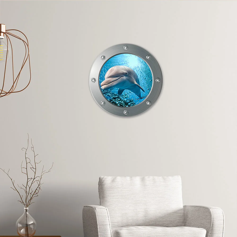 

1pc Sticker Removable 3D Dolphin Wall Decals Sea Life Stickers 3d Wall Decal Ocean Wall Stickers Ocean World Wall Stickers