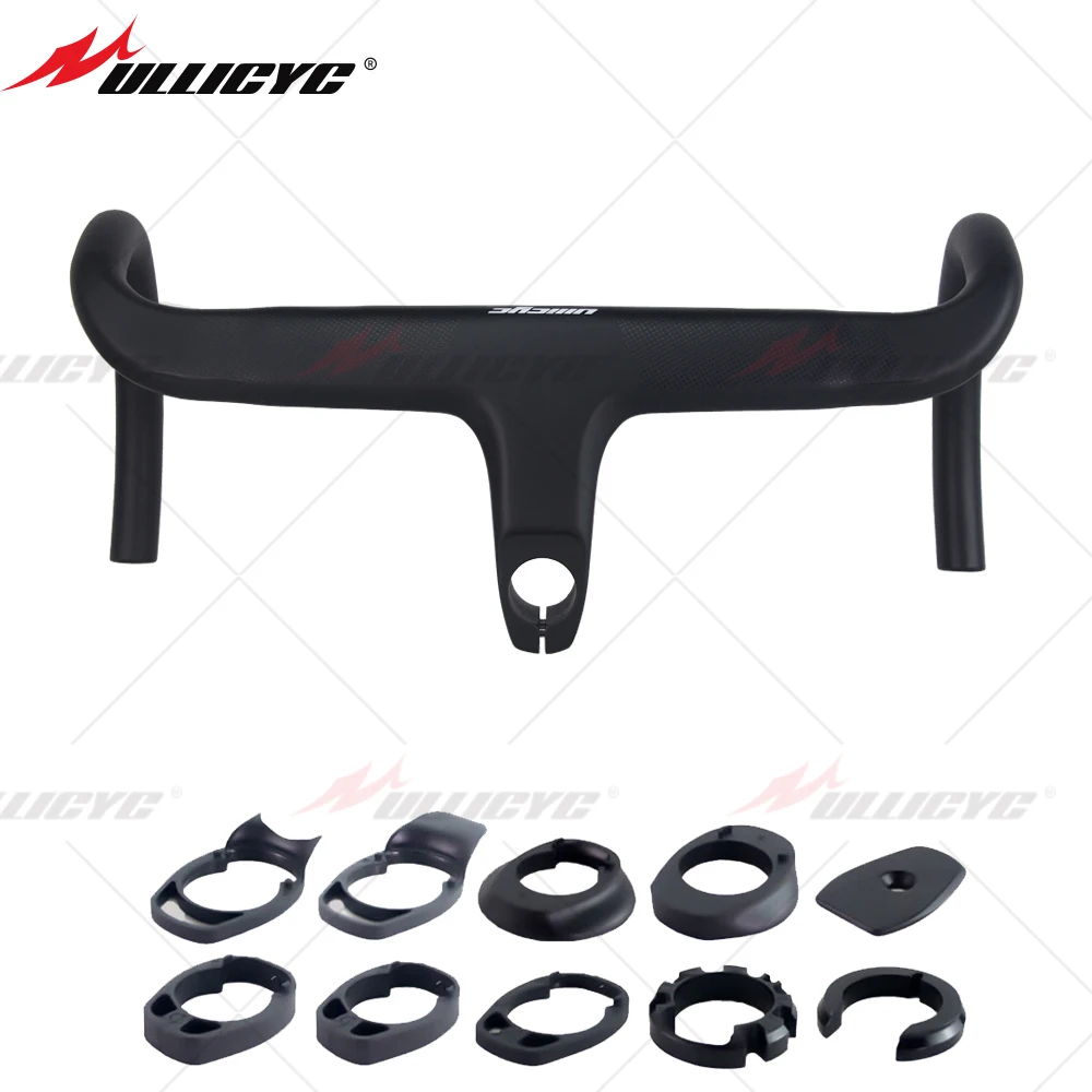 

ULLICYC Bicycle Handlebar T800 Integrated Carbon Road Handlebar 28.6mm Matte Internal Routing Bike Accessories Width 380~460mm