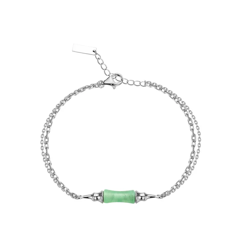 

Real S925 sterling silver bracelet. New Chinese style Green Dongling Jade bracelet Chinese style student accessories