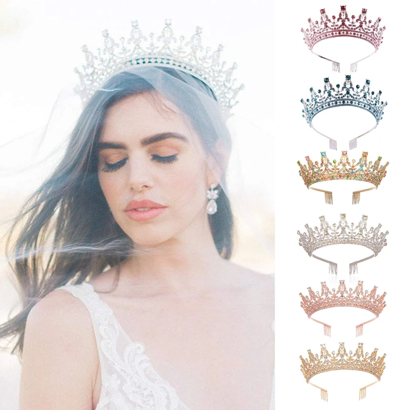 

Crystal Crowns And Tiaras Princess Crown Wedding Tiaras For Bride With Comb Headband Rhinestone Queen Tiara