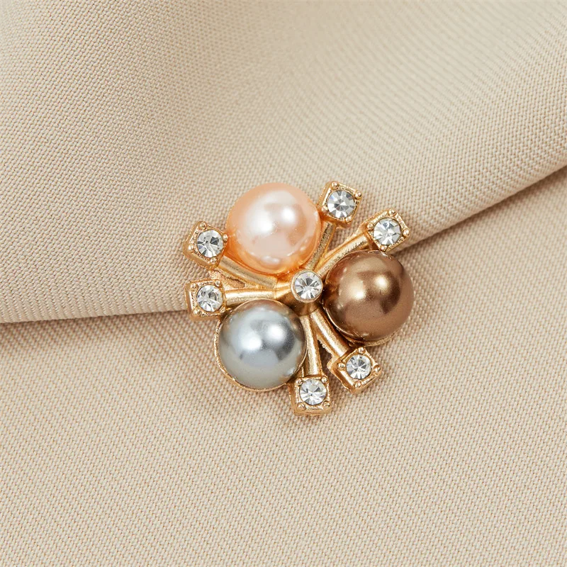 10pcs Shiny Pearl Flower Rhinestone Buttons Sparkling Zircon Floral Decorative Buttons Hat Clothes DIY Craft Sewing Accessories