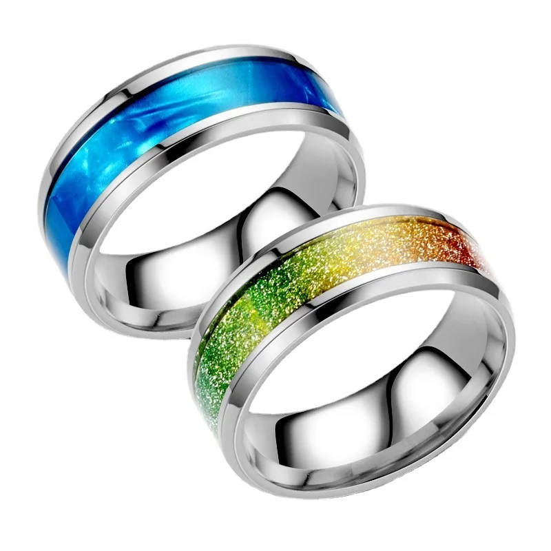 

2022 New Titanium Steel Ring Colorful Patch European and American Fashion Stainless Steel Men's Ring High-quality Jewelry