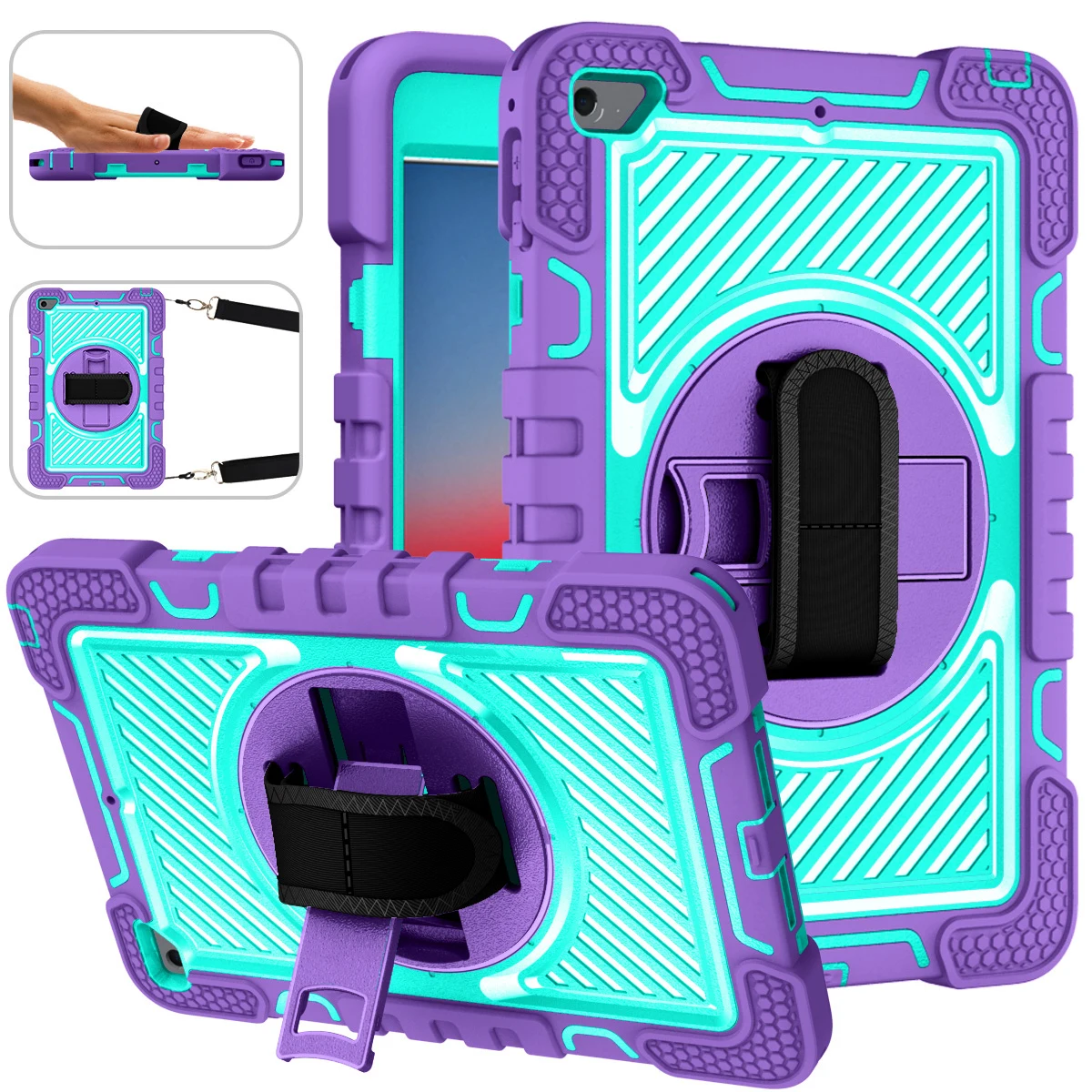 Case For IPad Mini 4 5 6 9.7 Air4 10.2 Pro11 Air 2 New Generation Shockproof Kid's Tablet Sleeve Hand With Stand Rotatable Cover