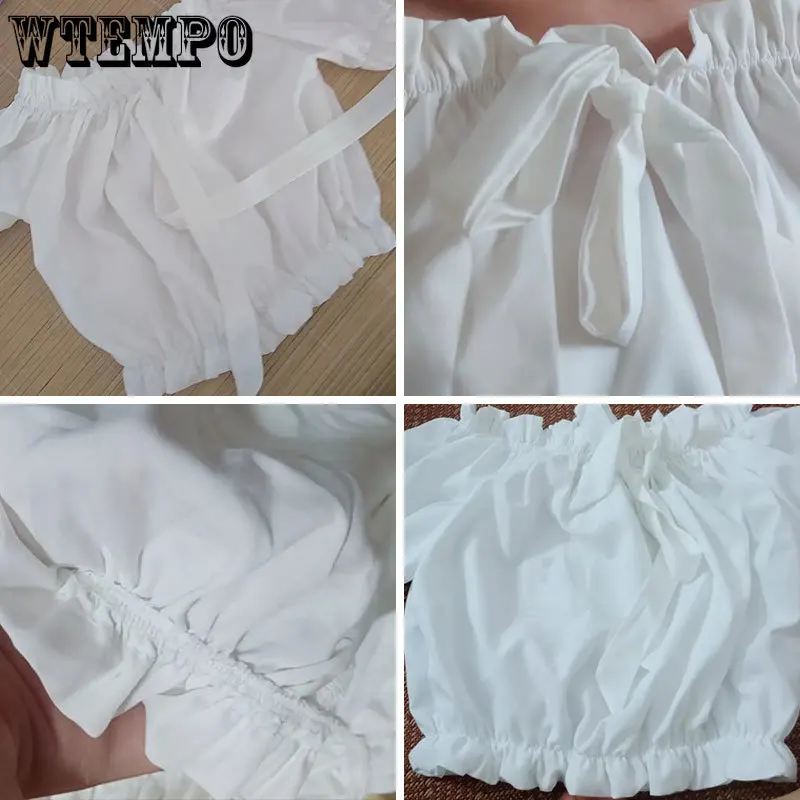 Женский топ с бантом и пышными рукавами летний короткий в стиле ретро блузка