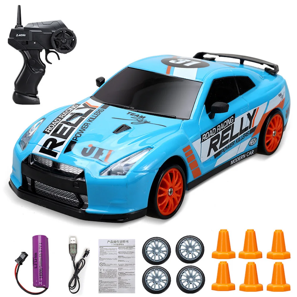 

New 2.4G Drift Remote Control Car Four-wheel Drive Remote Control Drift Car 1:24 GTR Model Remote Control Car Toy Kids Gifts