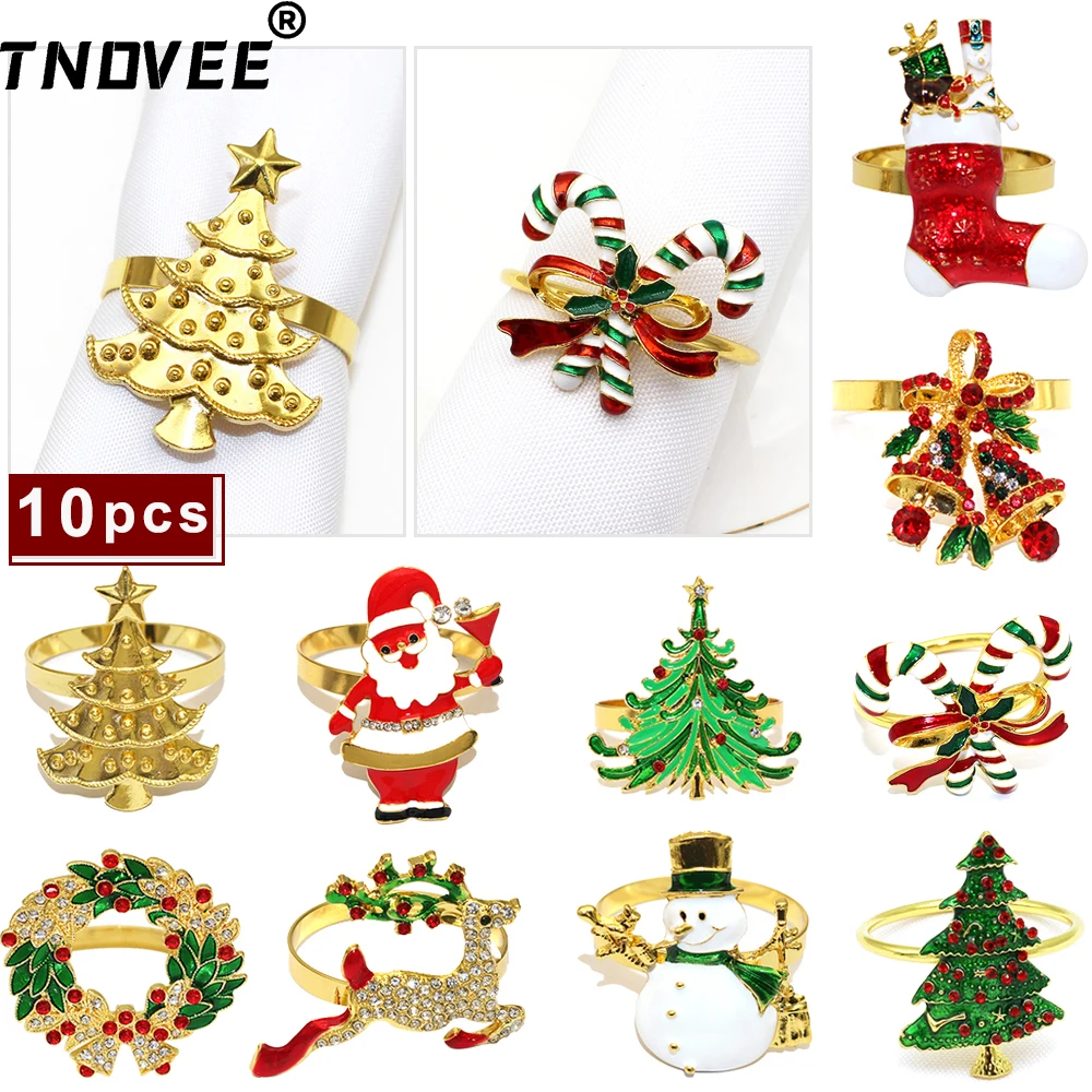 Набор колец для салфеток на Рождество 10 шт. венок рождественскую елку