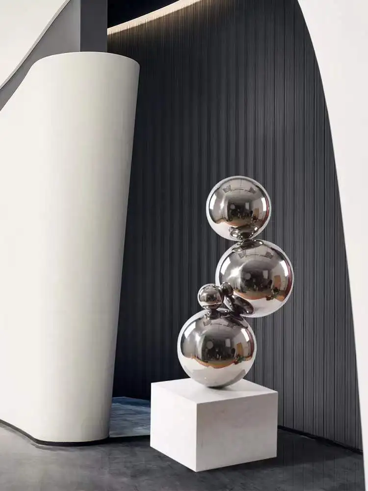 

Geometric Stainless Steel Floor Large Sculpture Art Model Room Sales Office Hotel Lobby Corridor Modern