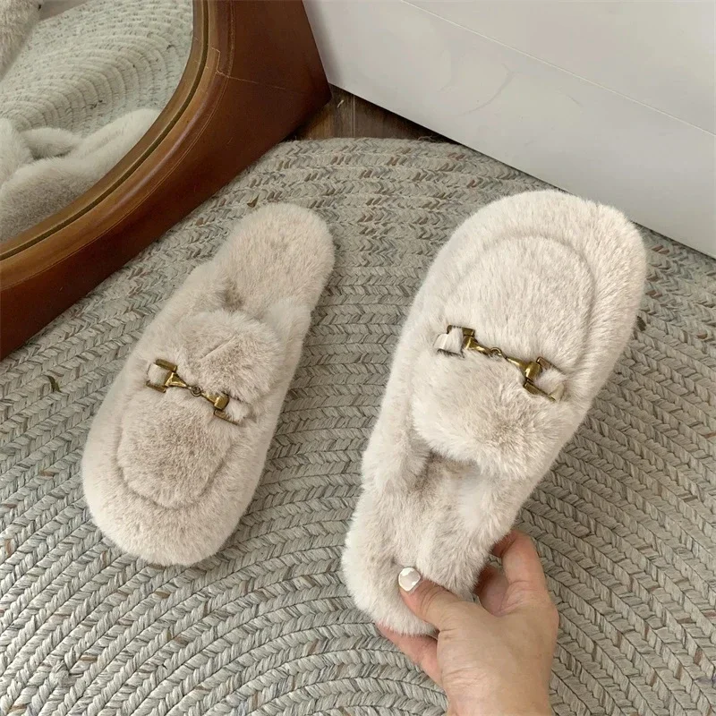 Женские плюшевые тапочки с одним ремешком цвет в ассортименте