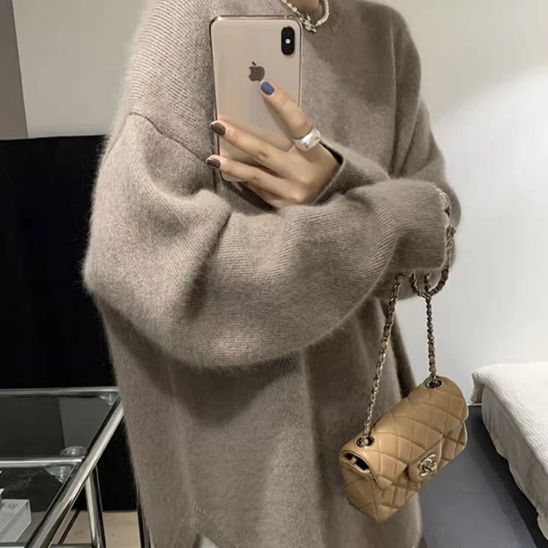 Однотонные вязаные пуловеры DAYIFUN осенние модные женские свитера простые базовые