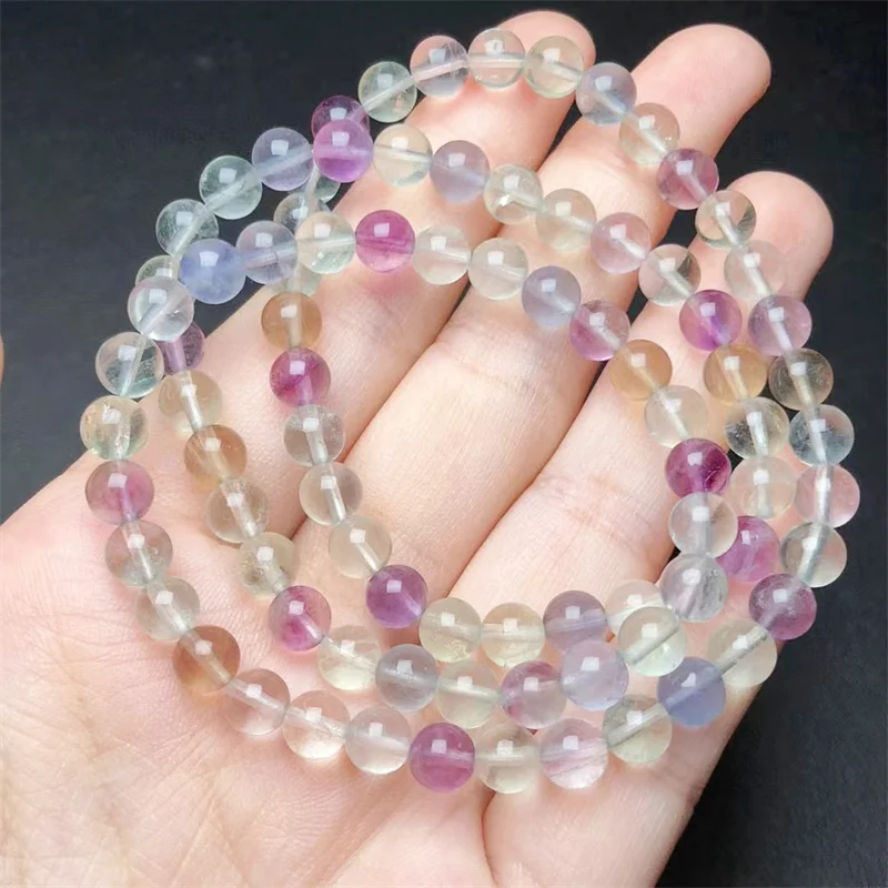 

Natural Fluorite Triple Circle Bracelet Women Healing Gemstone Crystal Strand Bangles Lovers Jewelry Gift 1PCS 6MM