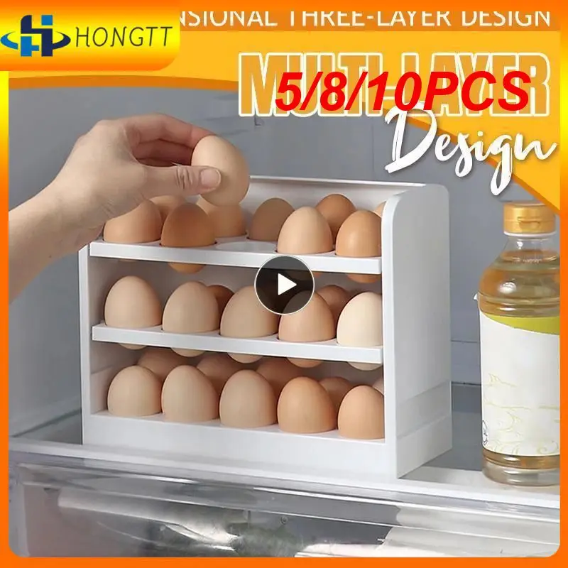 

5/8/10PCS 30 Grids Space-saving Eggs Holder Organizer For Kitchen Egg Storage Box Large Capacity Egg Shelf