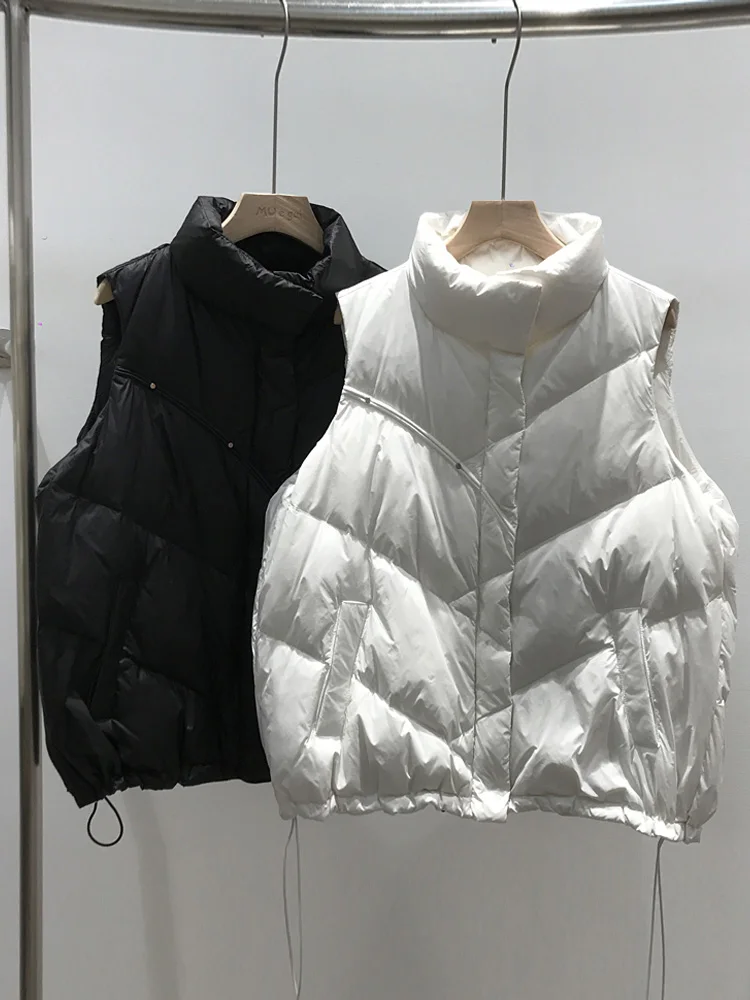 

Janveny Winter Sleeveless Jacket Women 90% White Duck Down Vest 2022 New Puffer Waistcoat Ultra Light Winderproof Female Gilet