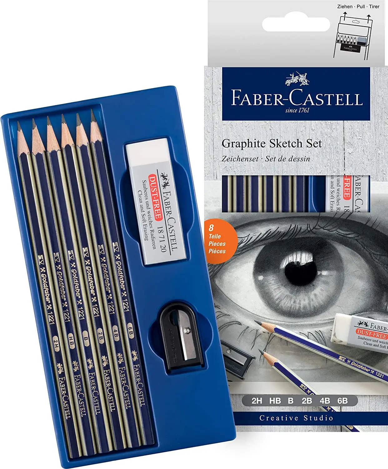 

Faber Castell Goldfaber Graphite Sketch Set Art Drawing Pen, Pencil-Sharpener-Eraser Set, original Product, Set Special