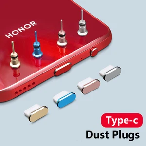 2pcs/Set Type-C Mobile phons Accessories Colorful Metal Anti Dust Charger Dock Plug Stopper Cap Cove