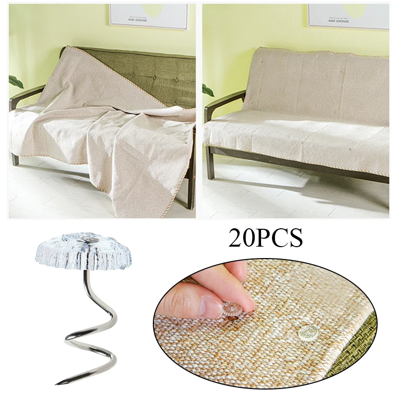 

20pcs Stainless Steel Transparent Spiral Nail Bed Sheet Sofa Cushion Tack Pins Bed Skirt Fixed Twist Nail DIY Handcraft Fastener
