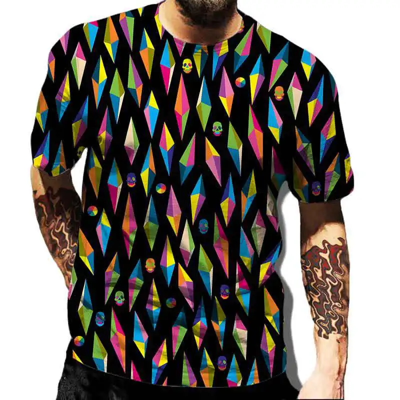 

Diamond Printed Men's Sportswear Casual Fashion Adult Clothing New Handsome Street Men's Round Neck T-shirt
