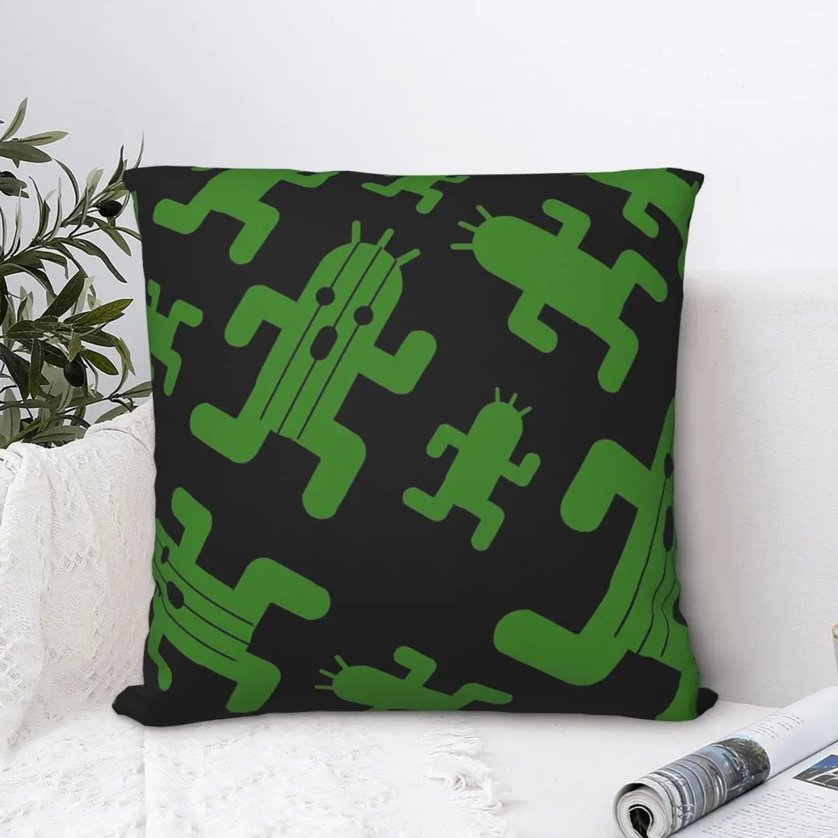 

Final Fantasy Cactuar Print Polyester Cushion Cover Livingroom Chair Decorative Reusable Pillow Cover