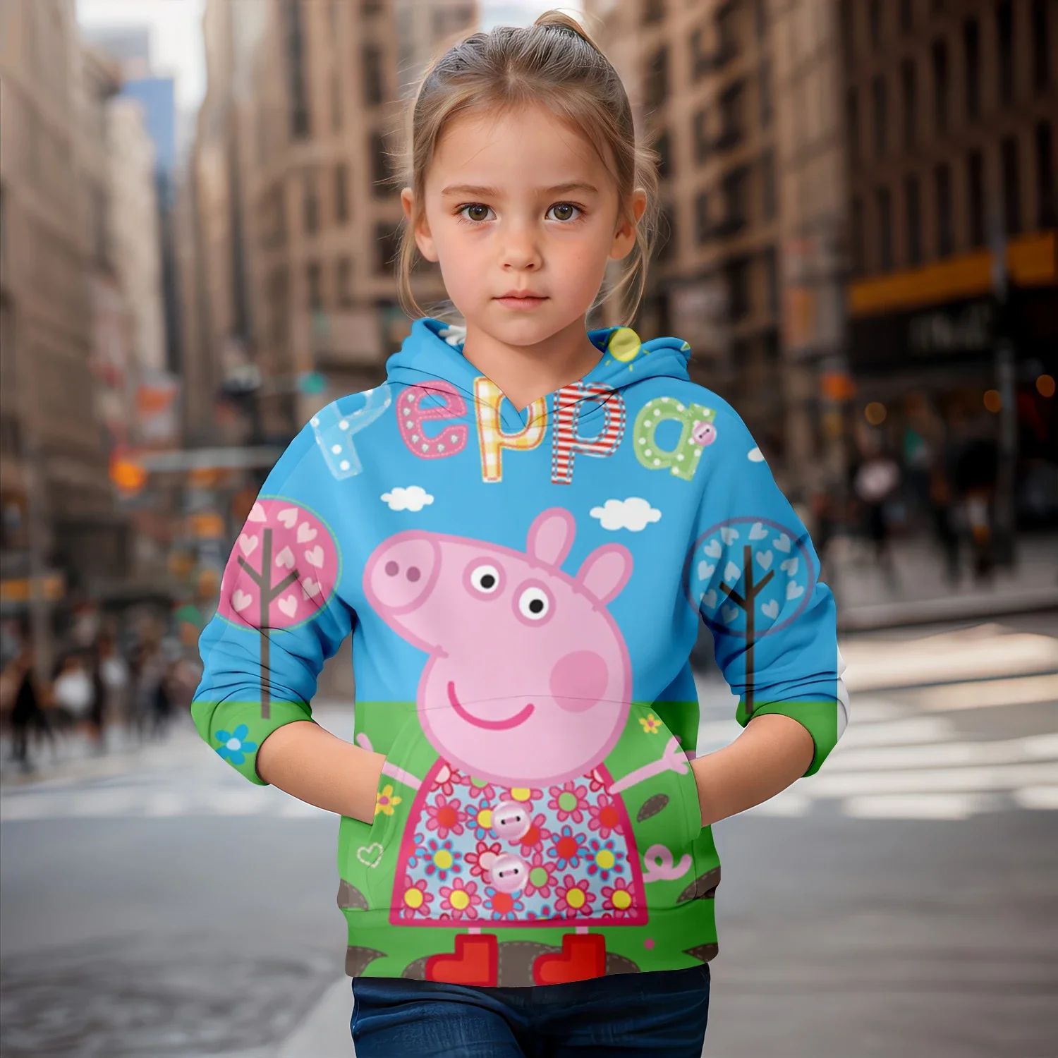 Толстовка с капюшоном и 3D-принтом Свинка Пеппа модная детская одежда для девочек
