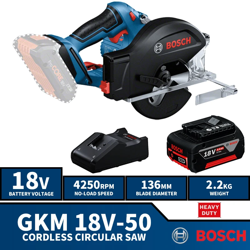 

BOSCH GKM 18V-50 136MM Cordless Circular Saw 18V Lithium Power Tools Metal Saw Professional With Battery Charger