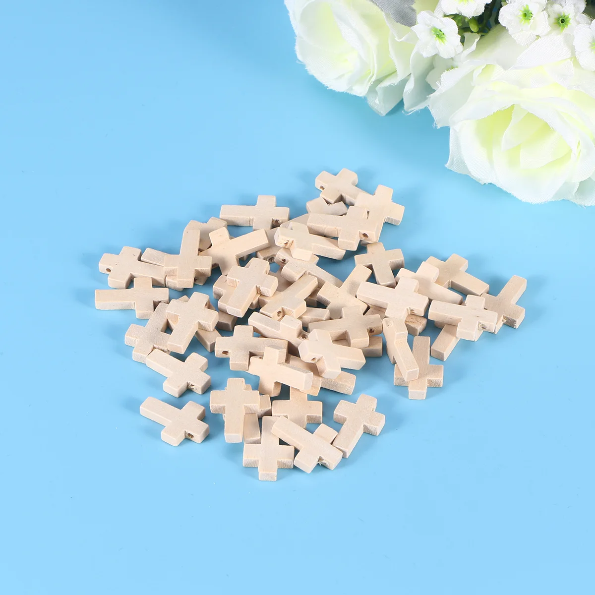 

50 PC Wood Cross Charm Earring Pendant Vintage Jewelry Necklace Bead Charms Bracelets Embellishments Mini Wooden