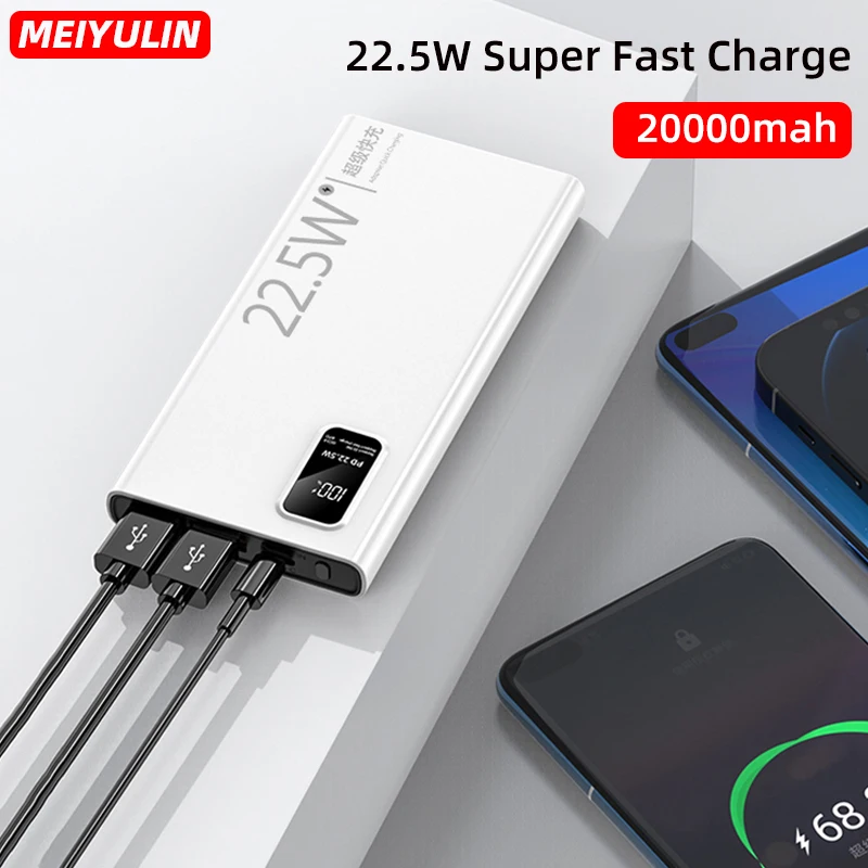 

Portable 22.5W Power Bank 20000mAh Fast Charging Powerbank Type C Charge Poverbank External Auxiliary Battery For iPhone Xiaomi