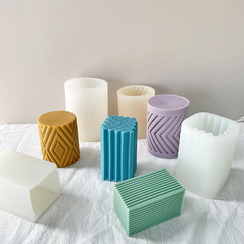 

3D Geometric Gear Column Aromatherapy Candle Silicone Mold DIY Column Manual Soap Gypsum Process Aromatic Candles Silicon Molds