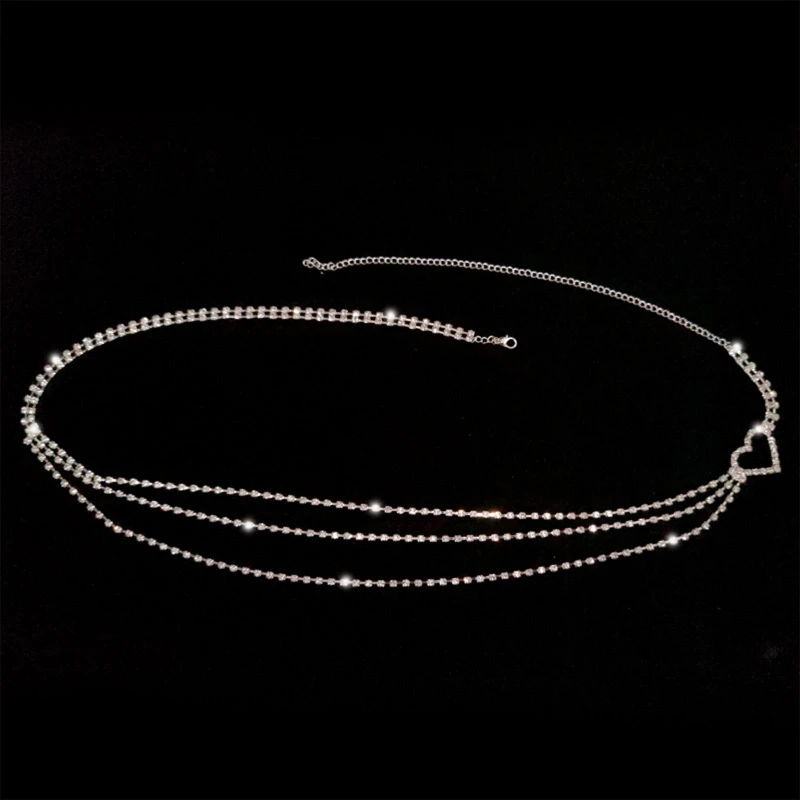

Multi Layer Waist Chain Alloy Shinning Body Chains with Dangle Heart Body Jewelry Accessories for Women and Girls