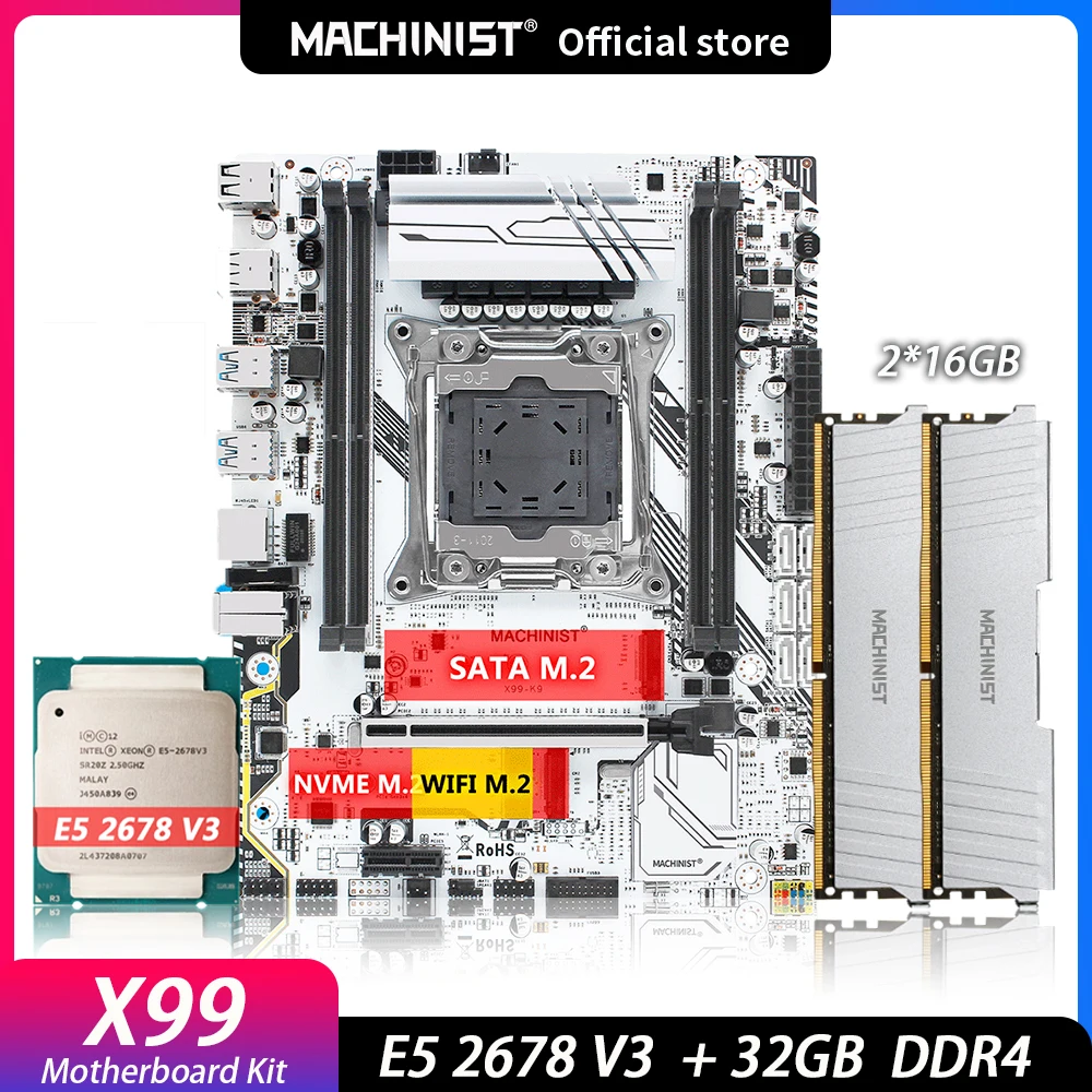 

Machinist X99 комплект материнской платы с процессором Intel Xeon E5 2678 V3 32 Гб (2*16 Гб) DDR4 ECC 2133 МГц ОЗУ память четырехканальная