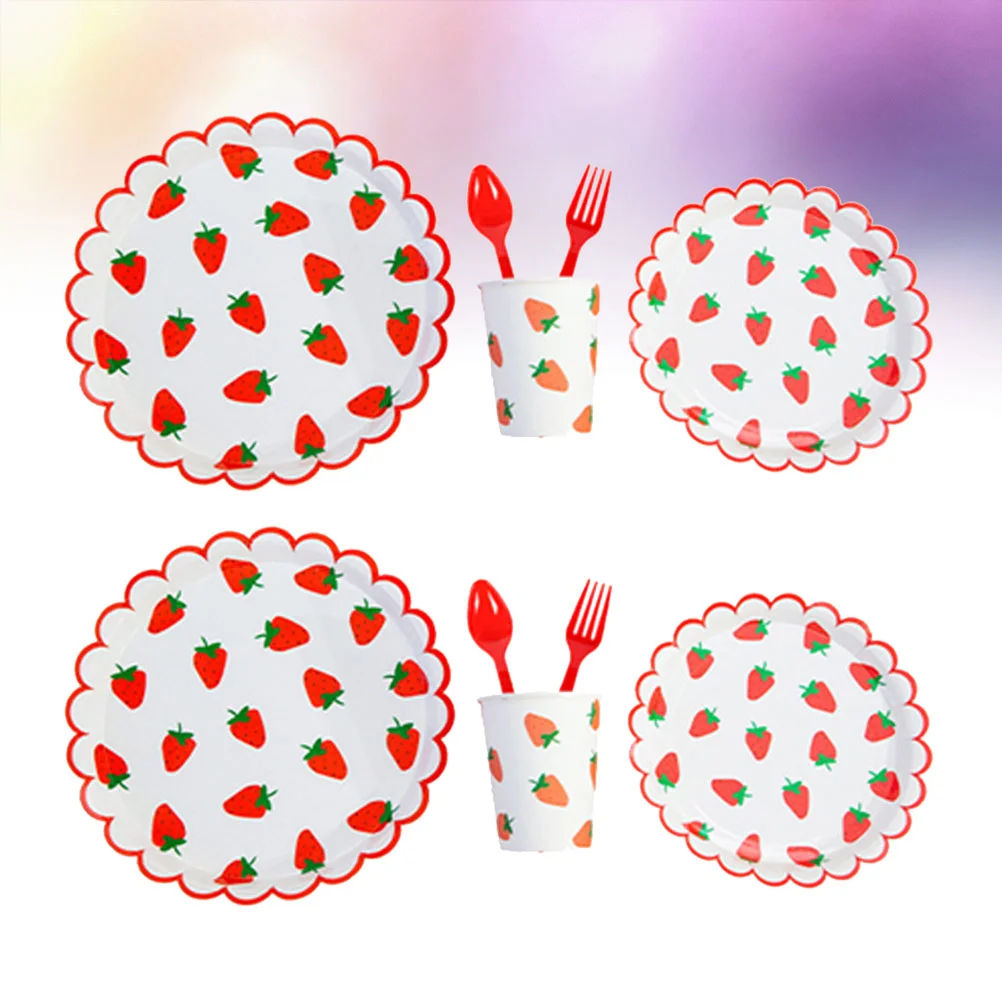 

80pcs Tableware Creative Strawberry Birthday Fashion Storage Cups Paper
