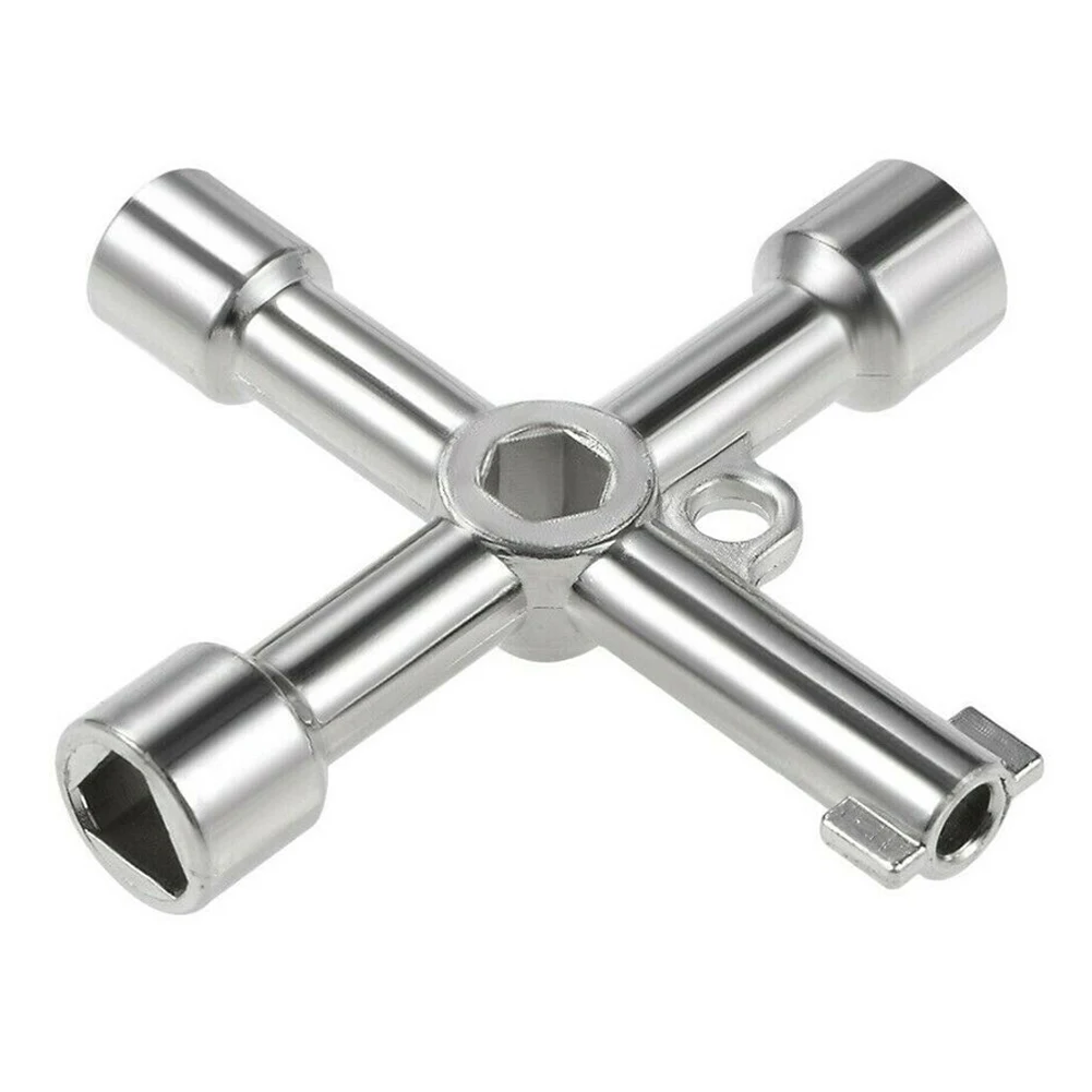 

4 In 1 Universal Cross Key Multi-functional Electric Control Cabinet Triangle Key Wrench Elevator Water Meter Valve Alloy Square