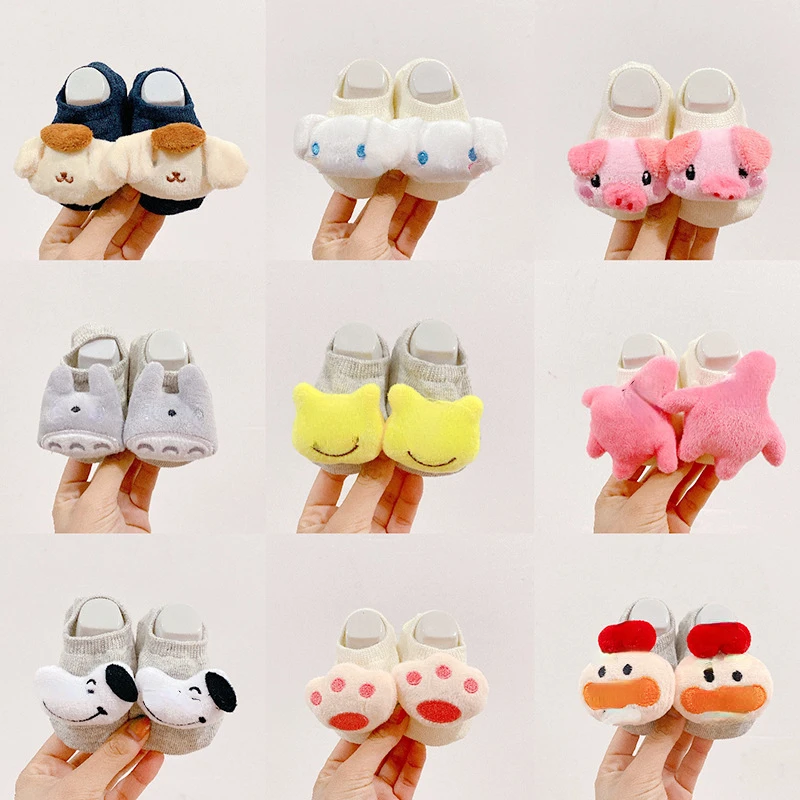 

Cute Cartoon Animal Baby 3D Doll Socks Cotton Rubber Anti-slip Floor Socks for Newborn Infant Toddler Socks 0-6Y