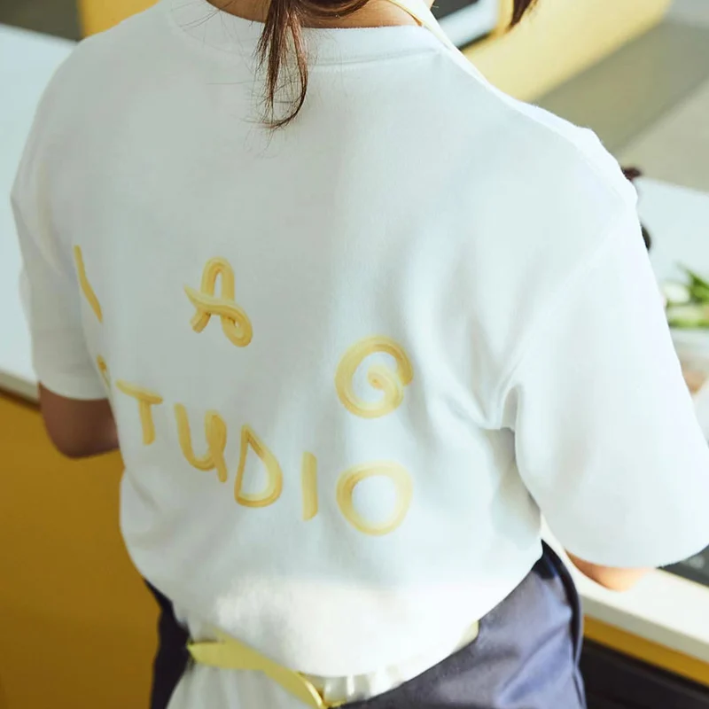 

IAB Studio Men T-Shirt Cute Print High Street Loose Tee Couple Round Neck Short Sleeve Top Streetwear 0226-4