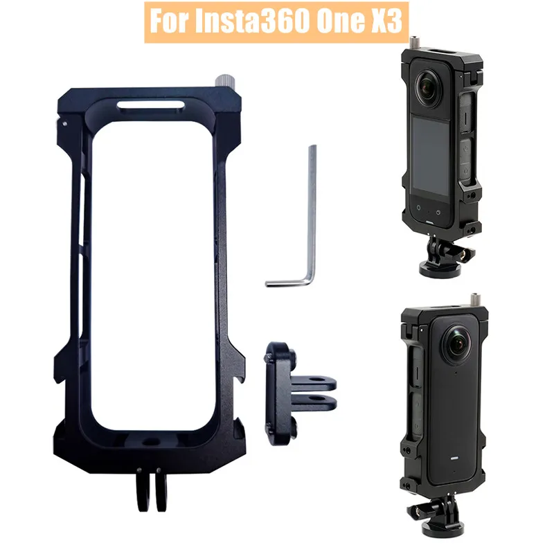 

Metal Protective Frame For Insta360 One X3 Expansion Cage Housing Mount With Adapter For Insta 360 X3 Action/Panoramic Camera