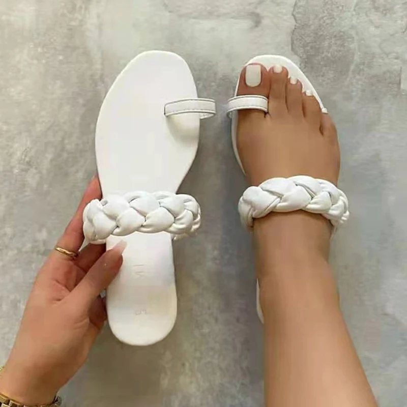 Шлепанцы женские из экокожи сланцы повседневная Летняя обувь на плоской подошве